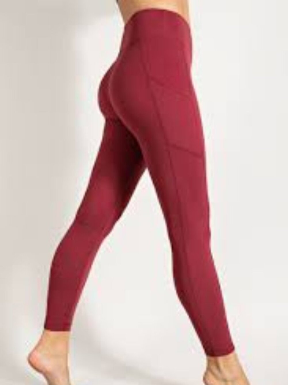 New Balance Performance High-Waisted Maroon Red Side Pockets Running Leggings